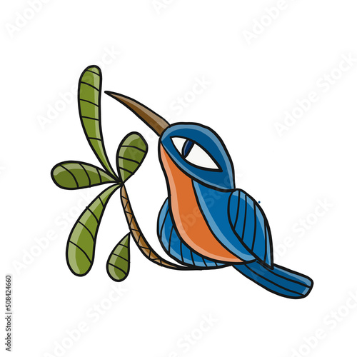 King fisher bird isolated on white. Sketch for your design