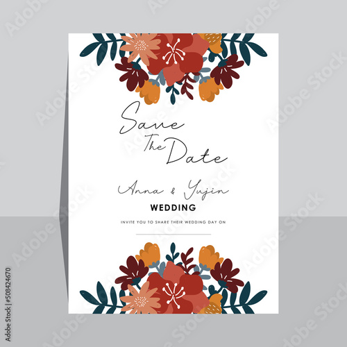 Canvas Print template wedding invitation design with flower hand drawn.