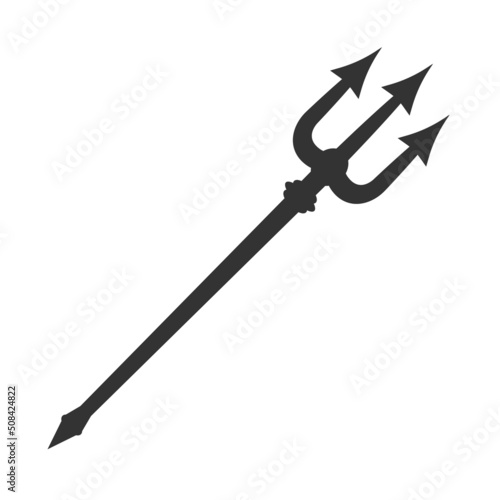black trident symbol isolated on white, vector illustration