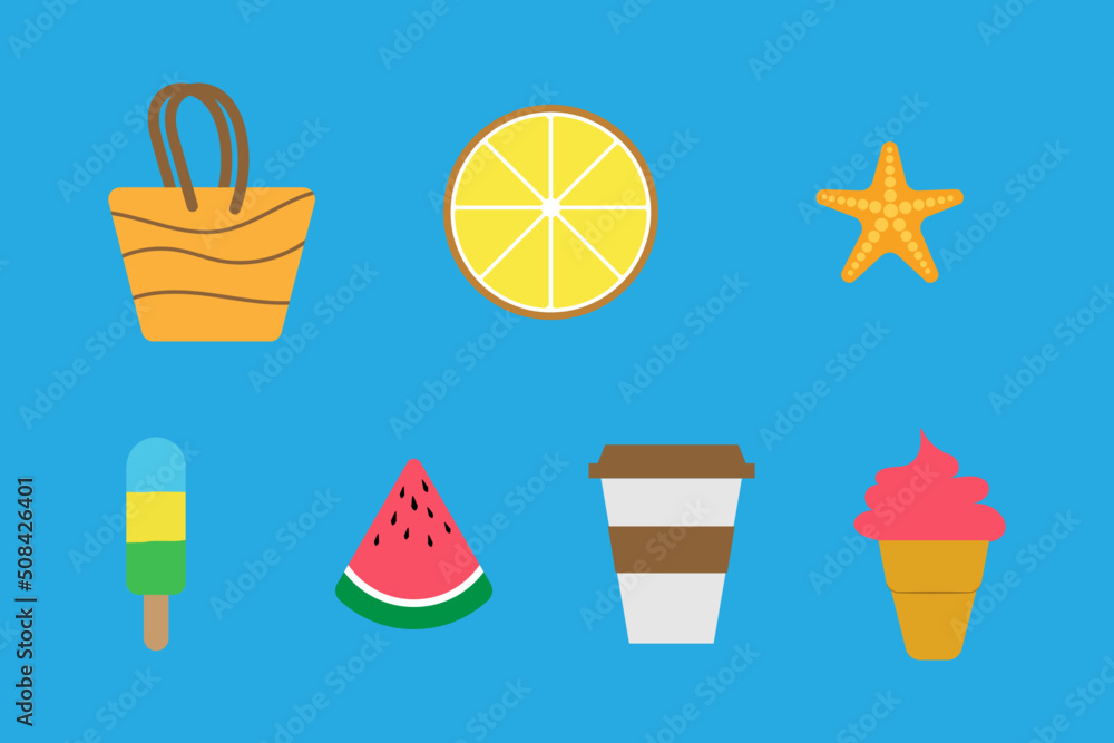 set of summer icons. summer elements collection set of summer icons. summer elements collection