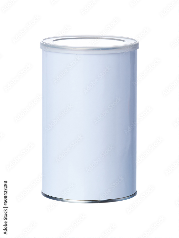 white paper jar with metal bottom and plastic lid. white paper jar with metal bottom and plastic lid.