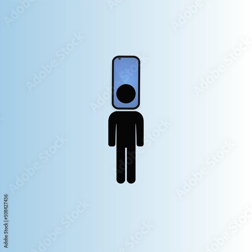 Man with smartphone instead of head