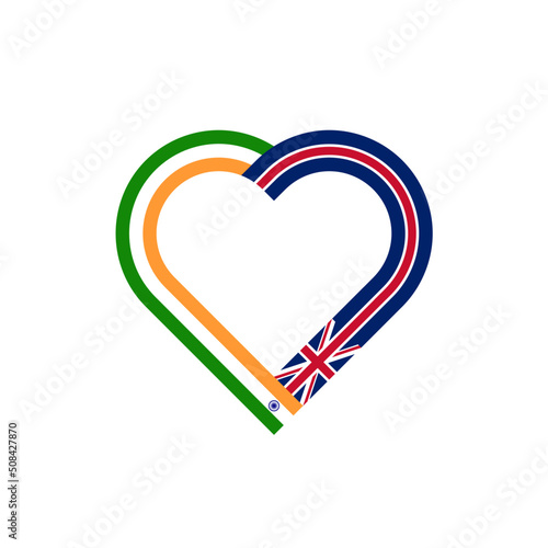 unity concept. heart ribbon icon of india and union jack flags. vector illustration isolated on white background
