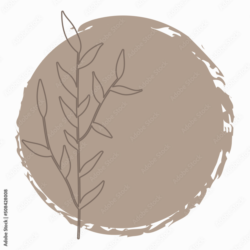 Fototapeta premium Boho leaf element with shape. Aesthetic illustration of a leaflet. Vector boho style illustration.