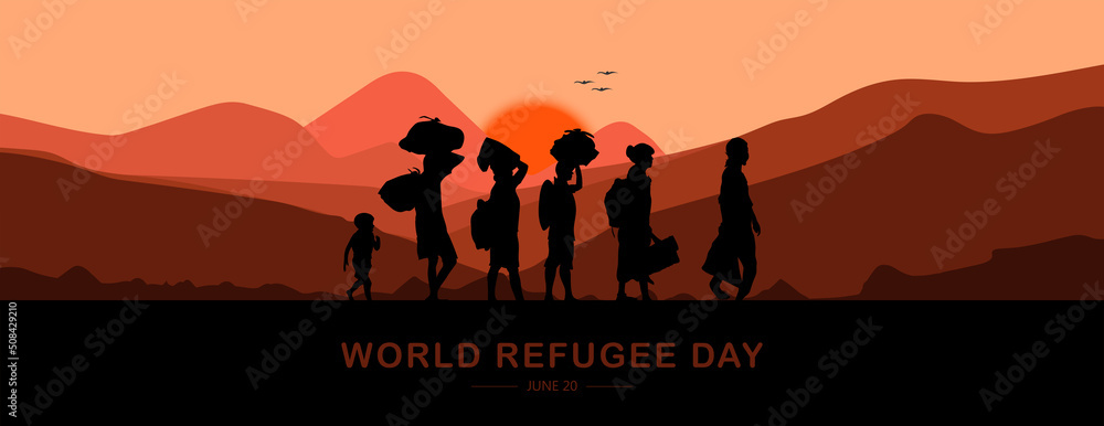 World Refugee Day. 20 June-vector. International immigration day ...