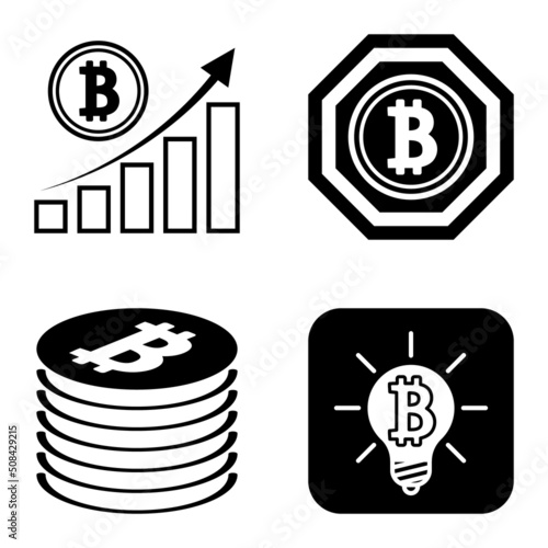 Bitcoins1-2 Flat Icon Set Isolated On White Background