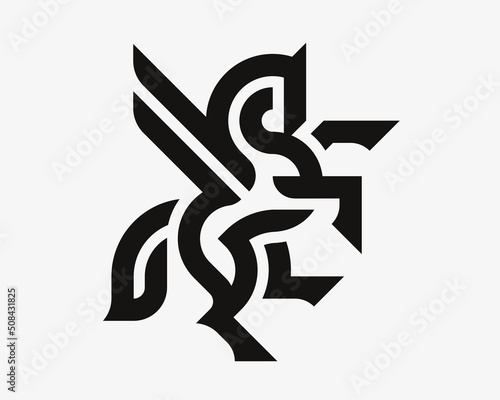 Horse modern logo. Pegasus heraldic emblem design editable for your business. Vector illustration.