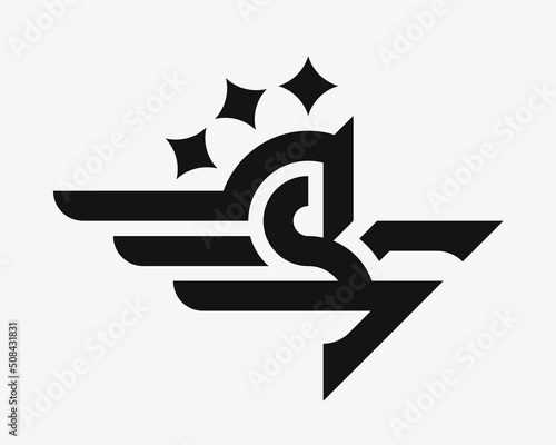 Horse modern logo. Pegasus heraldic emblem design editable for your business. Vector illustration.