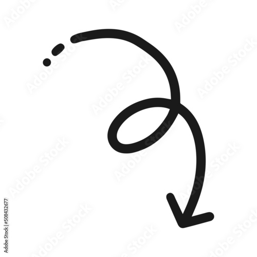A swirling arrow isolated on a white background. Arrow symbol. Vector illustration.