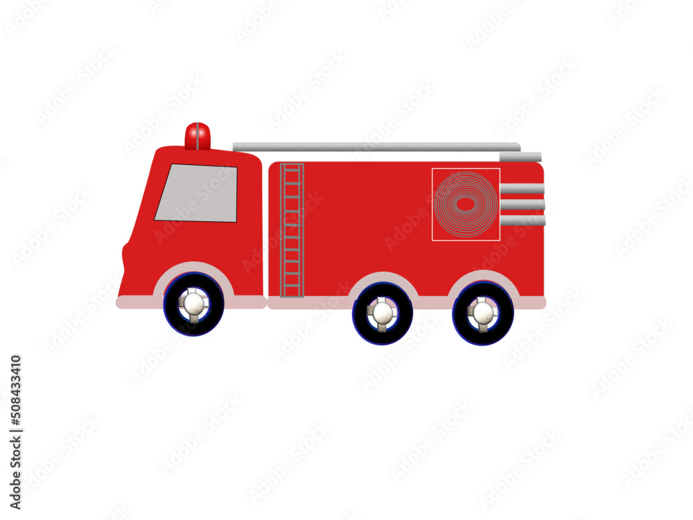 fire truck isolated on white background, vector illustration 