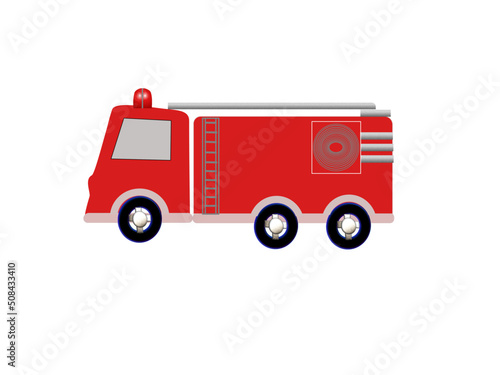 fire truck isolated on white background, vector illustration 
