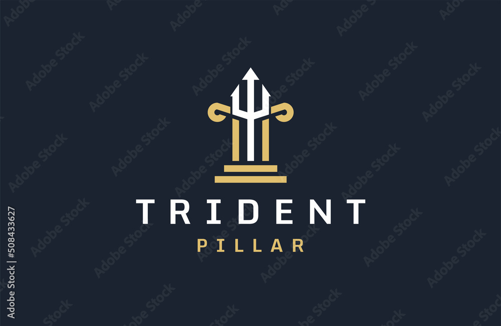 Pillar trident logo icon design template flat vector Pillar trident logo icon design template flat vector
