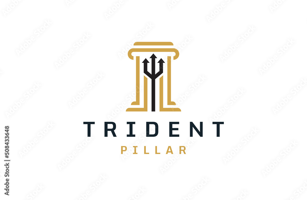 Pillar trident logo icon design  template flat vector