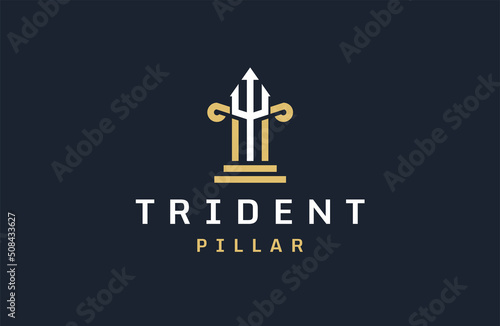 Pillar trident logo icon design  template flat vector photo