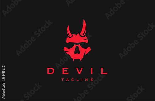 Devil logo icon design template flat vector