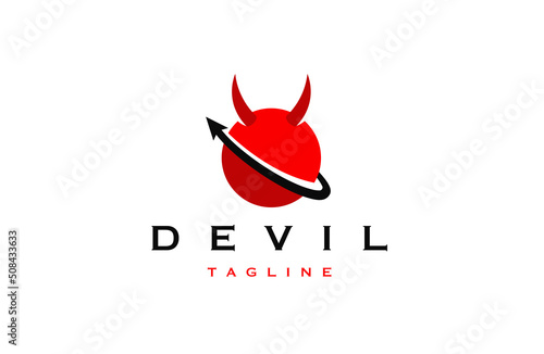 Devil logo icon design template flat vector