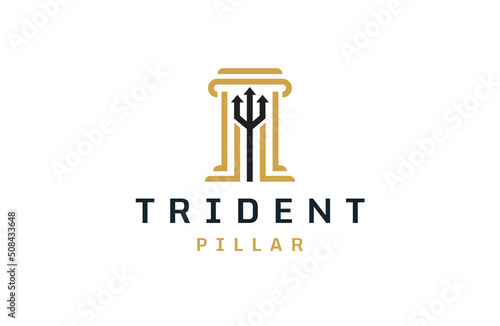 Pillar trident logo icon design  template flat vector