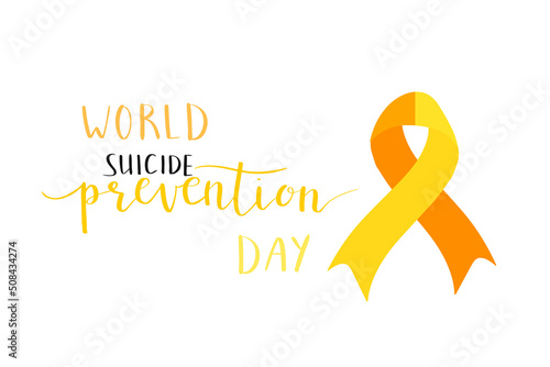 world suicide prevention day hand lettering vector illustration. Orange and yellow colors