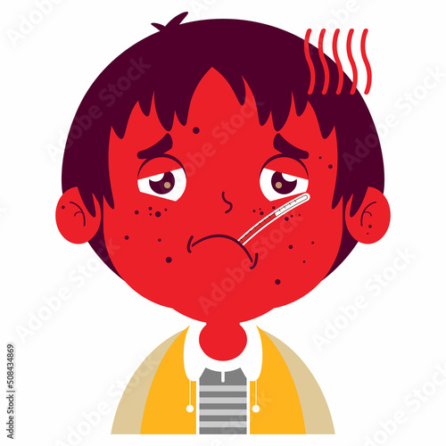 boy sick face cartoon character