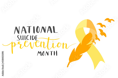 national suicide prevention month hand lettering vector illustration. Orange and yellow colors