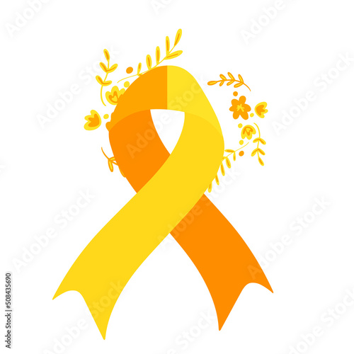 World suicide prevention day awareness and support ribbon in orange and yellow color