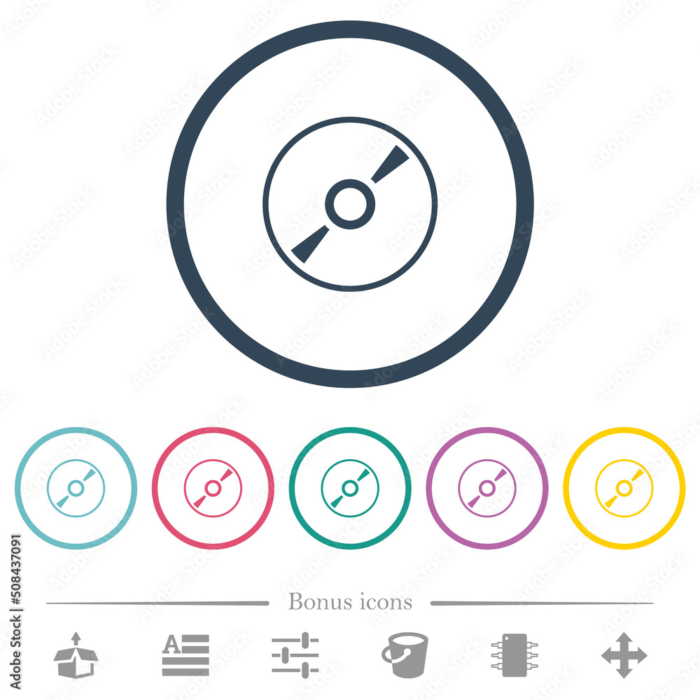 DVD disk outline flat color icons in round outlines DVD disk outline flat color icons in round outlines