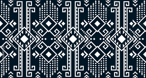 Abstract ethnic geometric print pattern design repeating background texture in black and white. EP.13