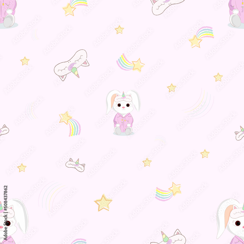 seamless pattern with baby animals