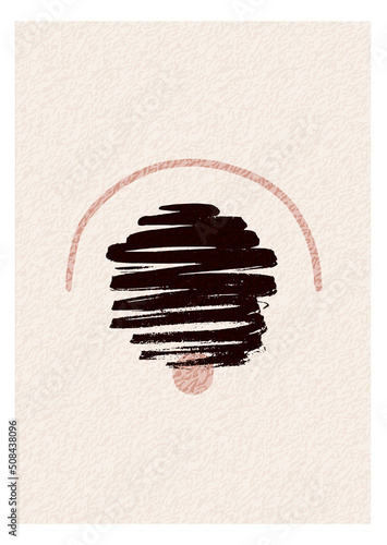 Minimalistic fine art poster. Decorative brush stroke