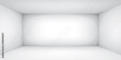 Empty white room. The inner space of the box. Vector design illustration. Mock up for you business project