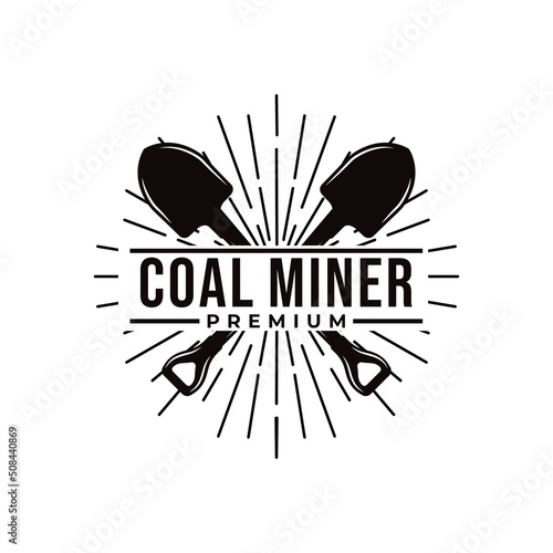 Fototapeta vector graphic of coal mining logo in vintage style