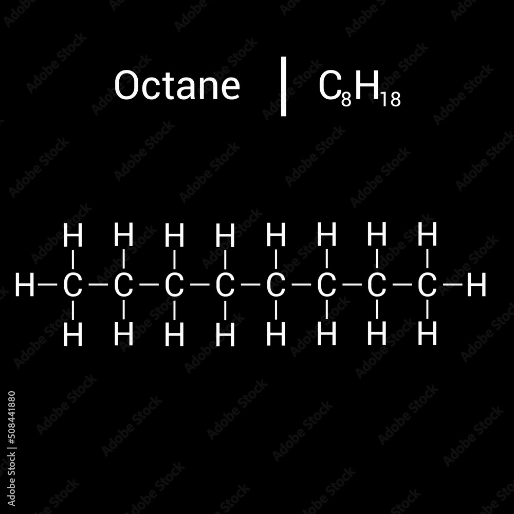 chemical structure of Octane (C8H18) chemical structure of Octane (C8H18)