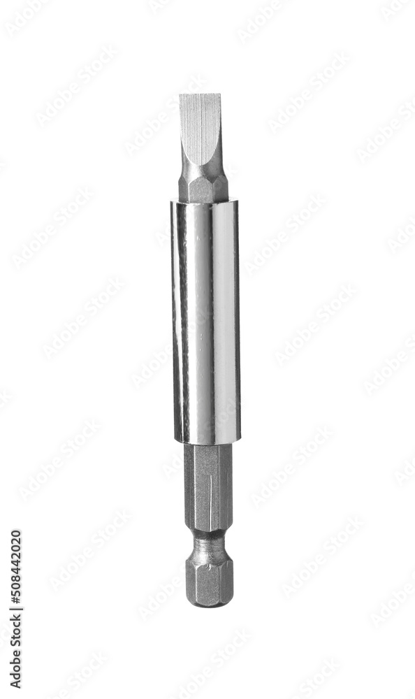 One drill bit isolated on white. Carpenter's tool One drill bit isolated on white. Carpenter's tool