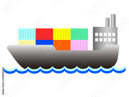 コンテナを運ぶ貨物船。物流のコンセプト。