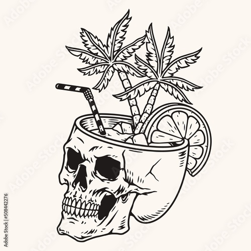 Party drinks sketch monochrome vintage