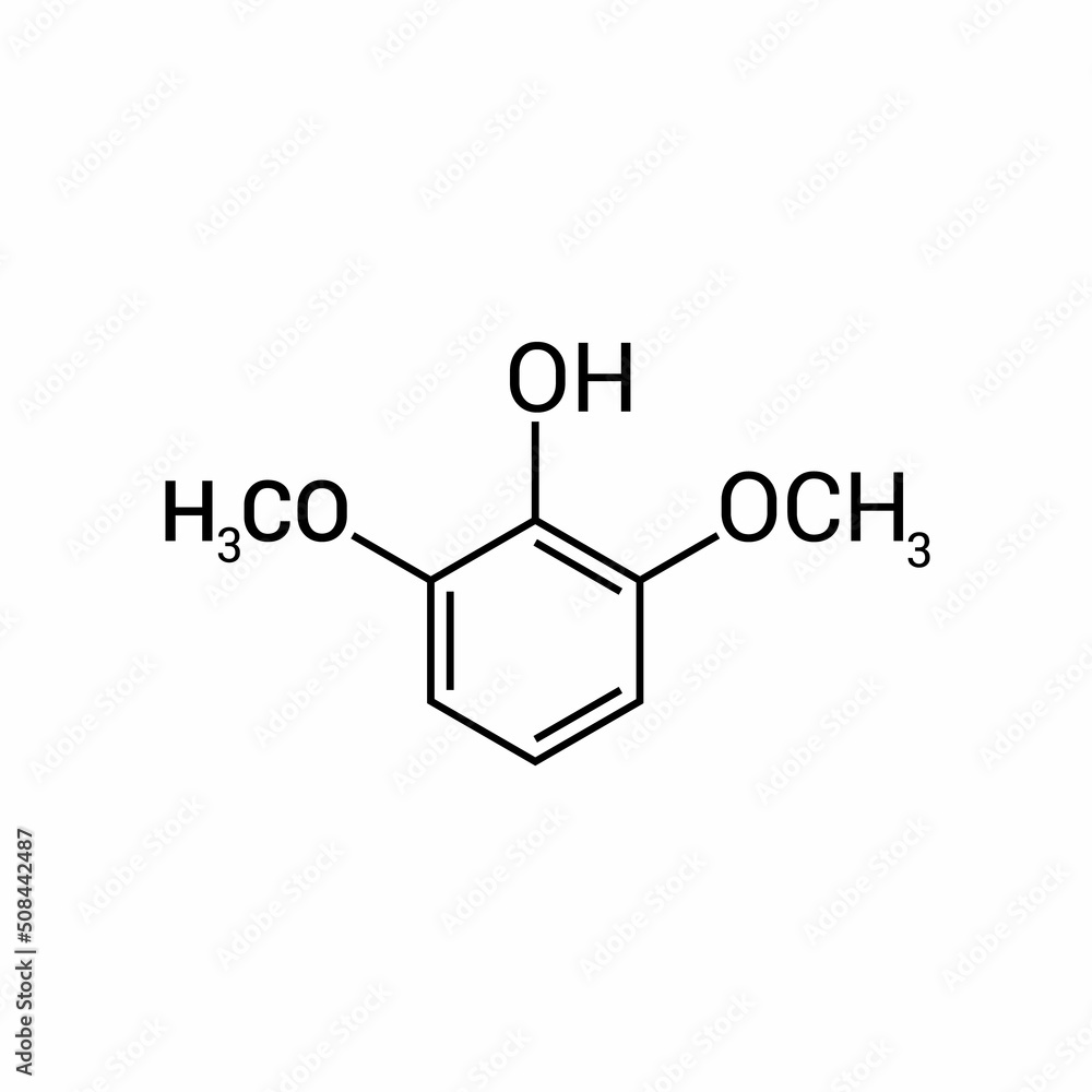 chemical structure of syringol (C8H10O3) chemical structure of syringol (C8H10O3)