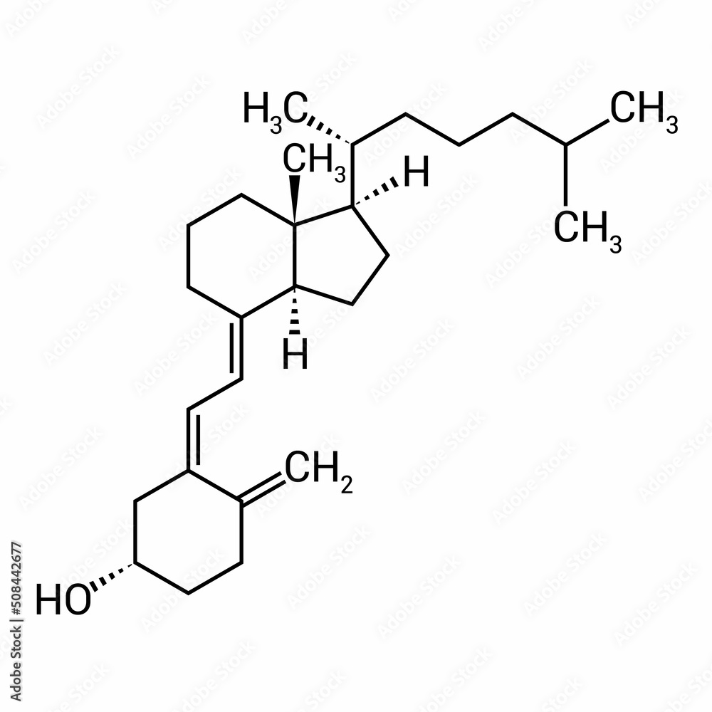chemical structure of Cholecalciferol or vitamin D3 (c6h14o6) chemical structure of Cholecalciferol or vitamin D3 (c6h14o6)