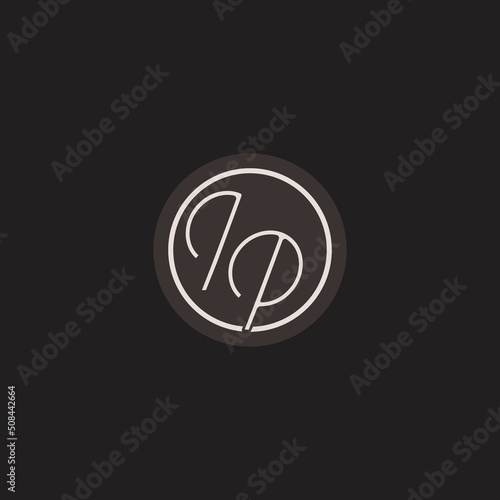 Initials IP logo monogram with simple circle line style