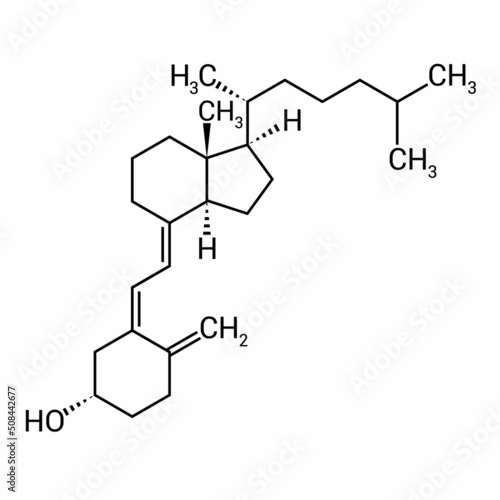 chemical structure of Cholecalciferol or vitamin D3 (c6h14o6)