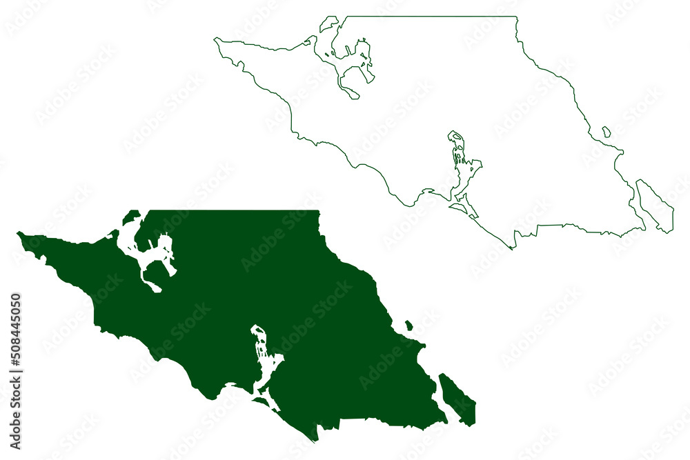 Obraz premium Mulege municipality (Free and Sovereign State of Baja California Sur, Mexico, United Mexican States) map vector illustration, scribble sketch Mulegé map