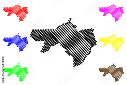 Xapuri municipality (Acre state, Municipalities of Brazil, Federative Republic of Brazil) map vector illustration, scribble sketch Xapuri map