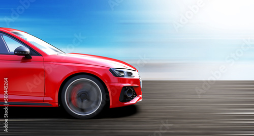 Red car runs fast on the road © Cla78
