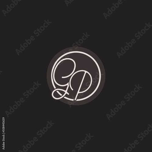 Initials GP logo monogram with simple circle line style
