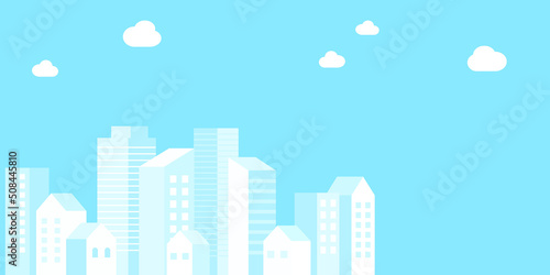 背景素材_シンプルなビル街_水色
