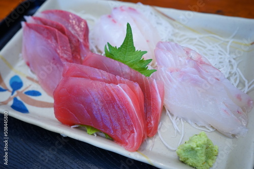 Japanese Food, Variety of Sashimi with Wasabi - 日本料理 お刺身 盛り合わせ 