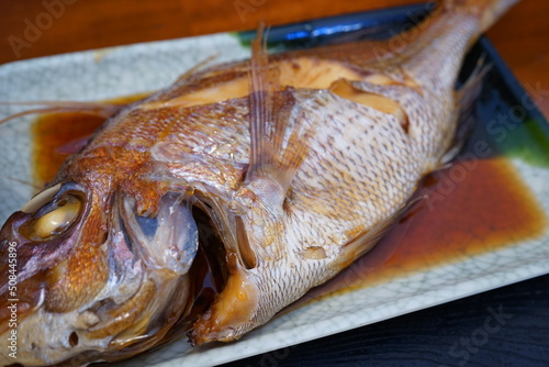 Japanese Food, Simmered Fish with sweetened soy sauce - 日本料理 煮魚 鯛 photo
