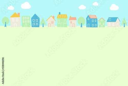 背景素材_かわいい街並み_パステルカラー