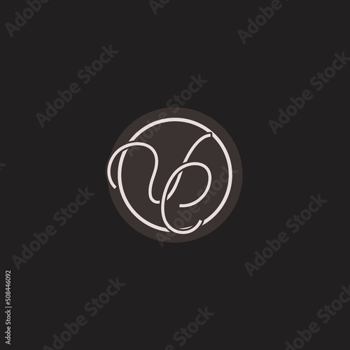 Initials VC logo monogram with simple circle line style