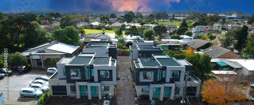 Photography Construction of Brick Veneer town houses in Melbourne Victoria Australian Suburb