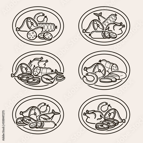 Meat food labels and elements set. Collection icon meat food. Vector